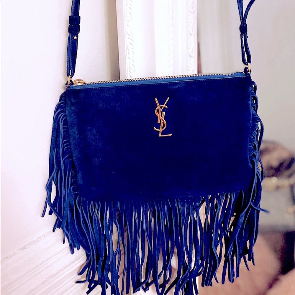 YSL Classic Fringe Crossbody Suede Bag